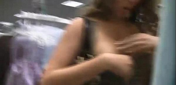  girl shows off her goods while shopping at the department store